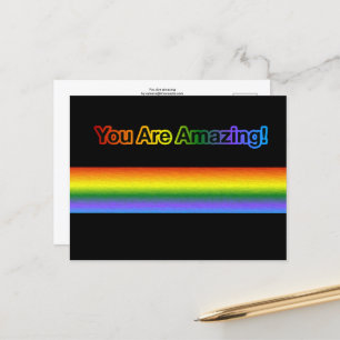You Are Amazing! Rainbow text postcard