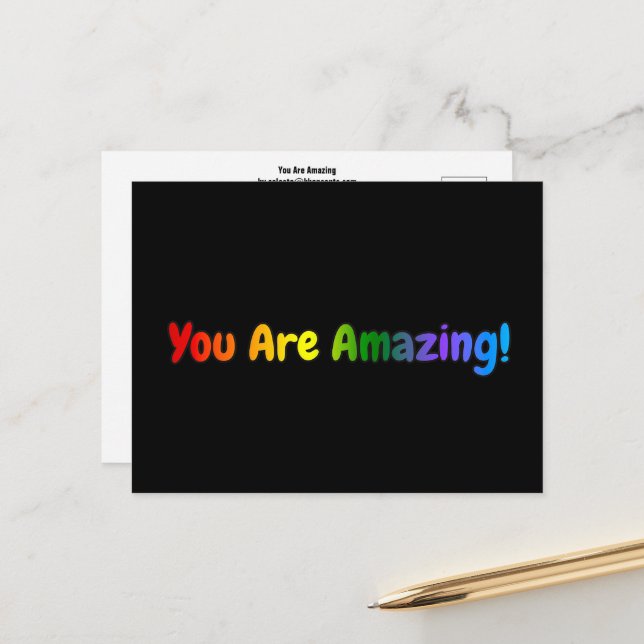 You Are Amazing Rainbow Text Postcard (Front/Back In Situ)