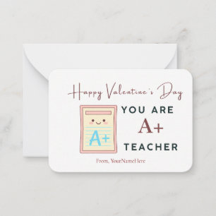 You Are an A+ Teacher Valentine Card