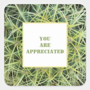 You Are Appreciated Desert Plant Cactus Thank You Square Sticker