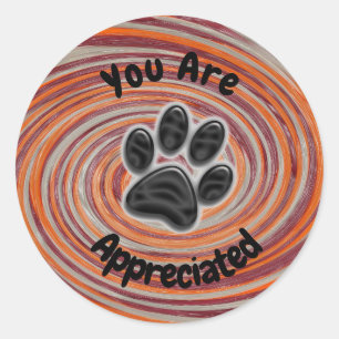 You Are Appreciated Groovy Paw Print Dog Walker Classic Round Sticker