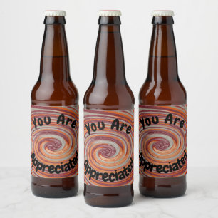 You Are Appreciated Groovy Swirl Colourful Employe Beer Bottle Label