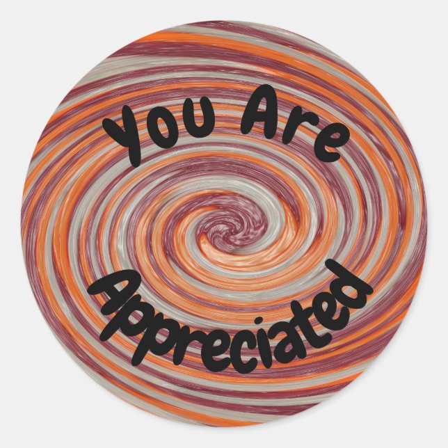 You Are Appreciated Groovy Swirl Colourful Employe Classic Round Sticker (Front)