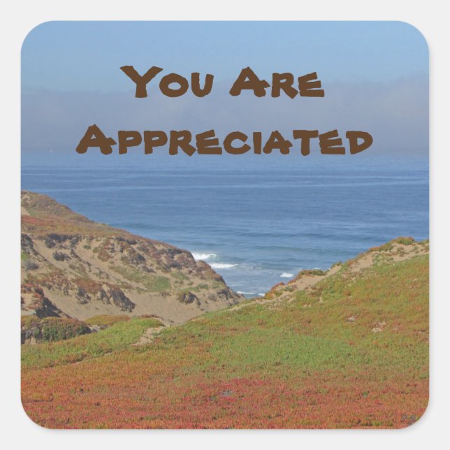 You Are Appreciated Ocean View Landscape Beach  Square Sticker (Front)