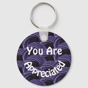 You Are Appreciated Purple Black Circles Thanks Key Ring