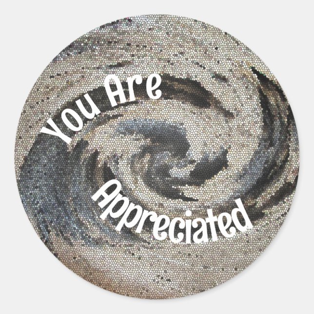 You Are Appreciated Rustic Brown Mosaic Employee Classic Round Sticker (Front)