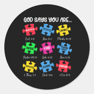 You Are Autism Awareness Puzzle Bible Verses Chris Classic Round Sticker