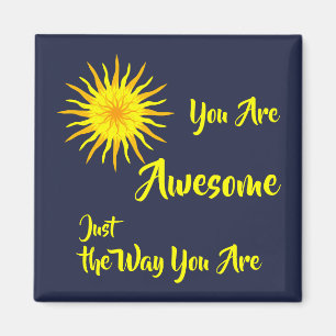 "You Are Awesome" Bright Yellow Sun Magnet