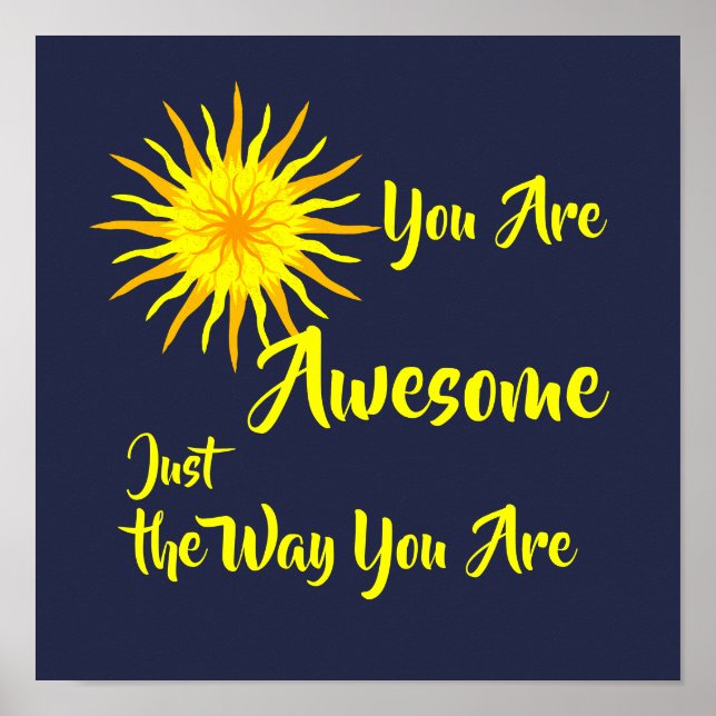 "You Are Awesome" Bright Yellow Sun Print (Front)