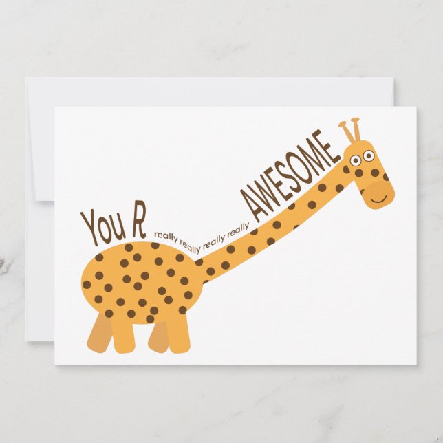 You Are Awesome, Cute Giraffe Illustration Holiday Card (Front)