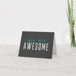 You are Awesome   Modern Quote Green Navy Blue Card