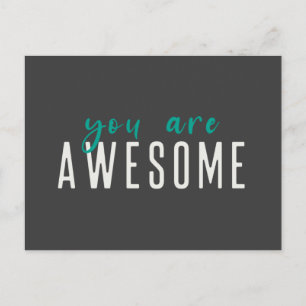 You are Awesome   Modern Quote Green Navy Blue Postcard