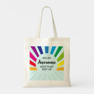 You Are Awesome Rainbow Motivational Tote Bag