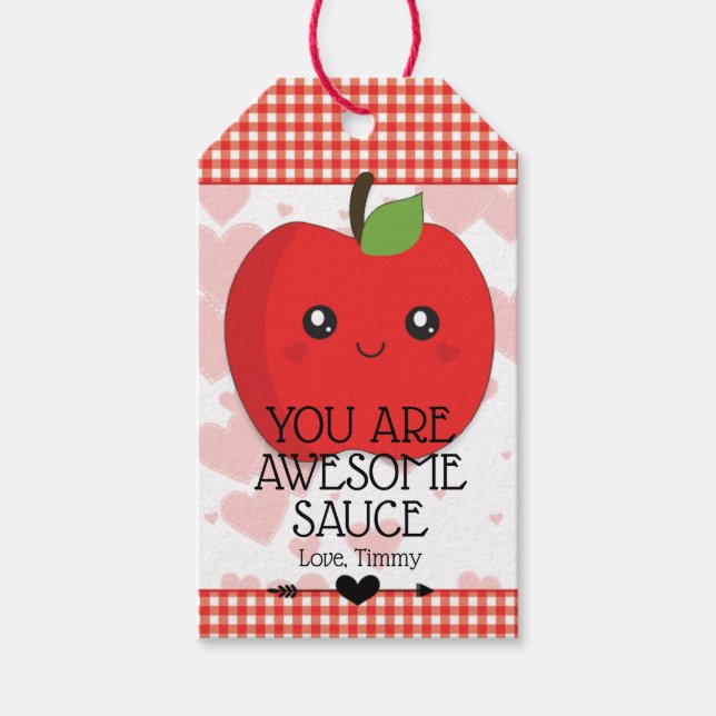 You are Awesome Sauce Valentine's Day Gift Tags (Front)