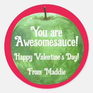 You are Awesomesauce! Applesauce Valentine's Day Classic Round Sticker