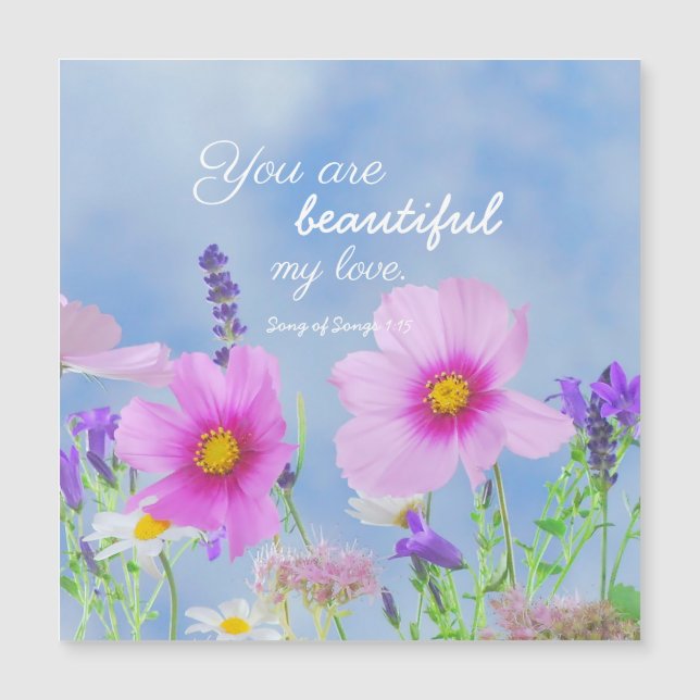 You Are Beautiful Bible Verse Quote Wild Flowers (Front)