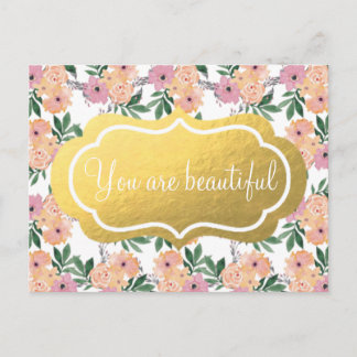 You are beautiful floral pattern post card