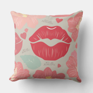 You Are Beautiful Flowers and Kisses Cushion