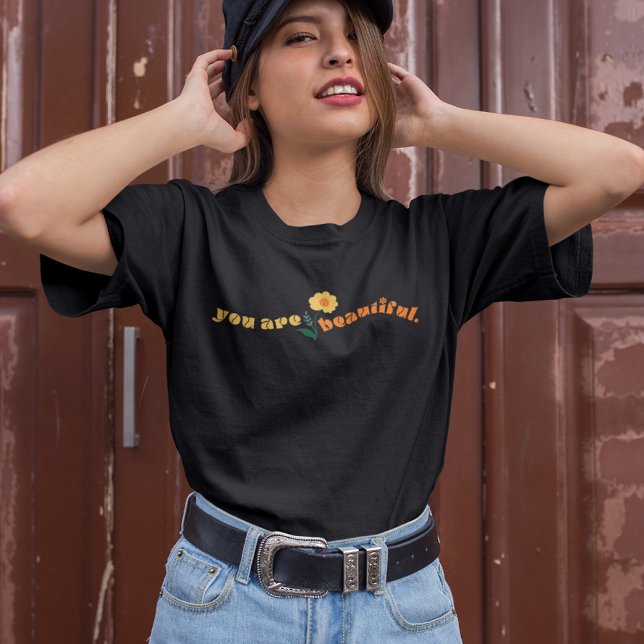 You Are Beautiful Inspirational Quote Retro Text  T-Shirt (Creator Uploaded)