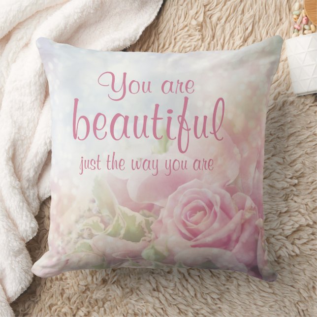 You Are Beautiful Just The Way You Are Quote Cushion (Blanket)