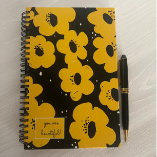 You Are Beautiful MCM Floral Yellow Notebook