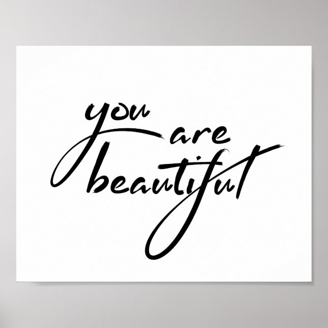 You Are Beautiful Motivational Typography Quote Poster (Front)