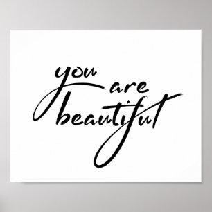 You Are Beautiful MotivationalTypography Quote Poster