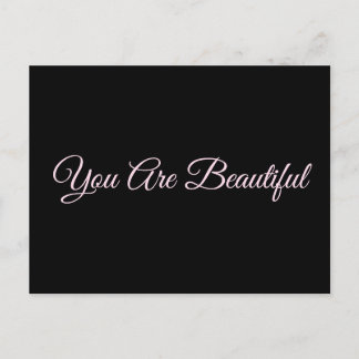 You Are Beautiful Quote Black Pink Postcard