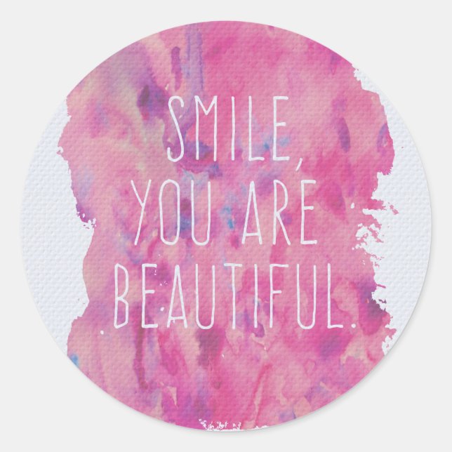 You Are Beautiful Quote Classic Round Sticker (Front)