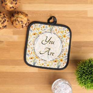 You are beautiful scriptures orange floral pot holder
