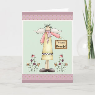 You are Beautiful Soft Prim Angel Greeting Card