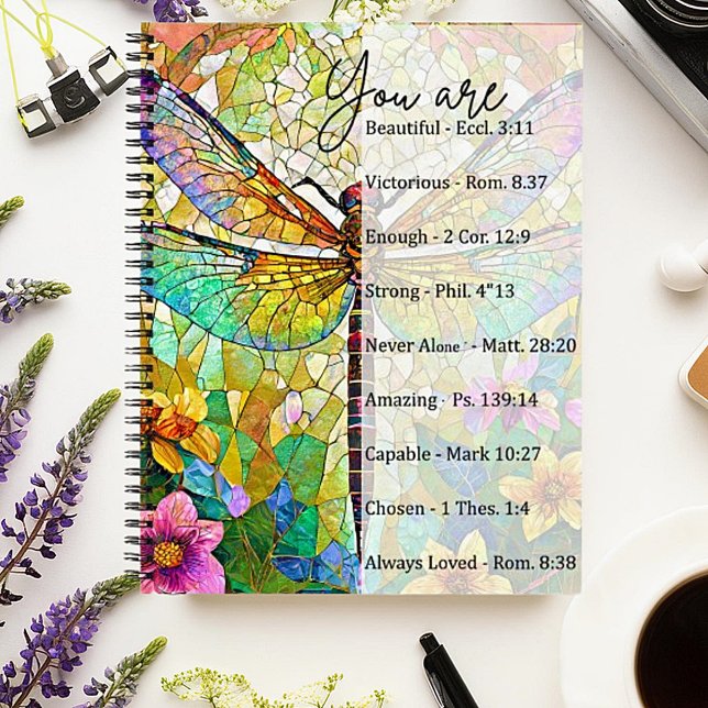 You are beautiful...Stained glass dragonfly Notebook (Creator Uploaded)
