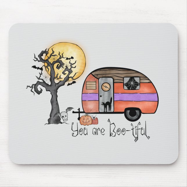 You Are Boo-tiful – Camper Van with Spooky Tree Mouse Pad (Front)