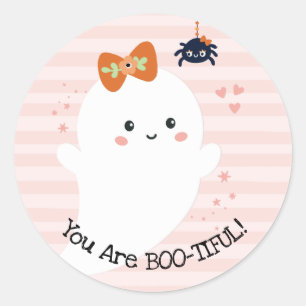 You are Bootiful Kawaii Ghost Halloween Classic Round Sticker