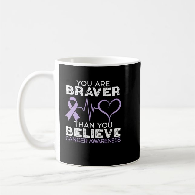 You Are Braver Than You Believe Cancer Support Coffee Mug (Left)