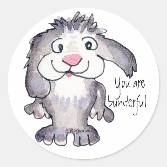 You Are Bunderful- Cartoon Rabbit Sticker (Front)