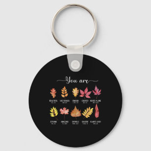 You Are Christian Thanksgiving Fall Leaves Bible V Key Ring