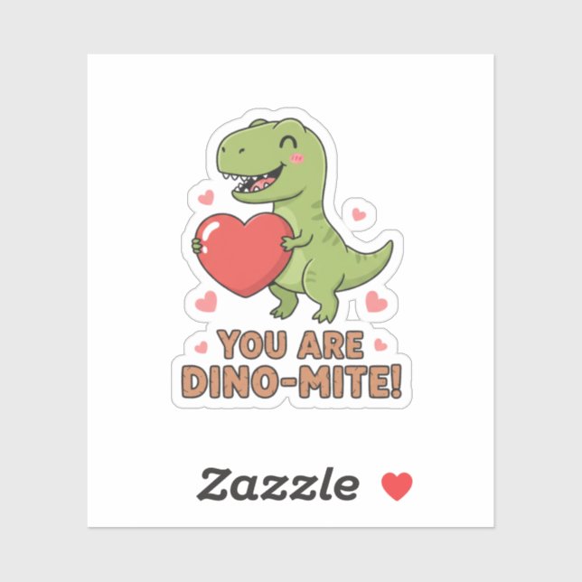 You Are Dino-mite Cute T-Rex Dinosaur Valentine  (Sheet)