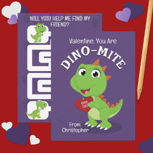 You Are Dino-Mite Dinosaur Classroom Valentine's Card