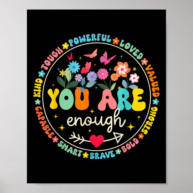 You Are Enough Floral Kind Love Peace Kindness Ins Poster (Front)