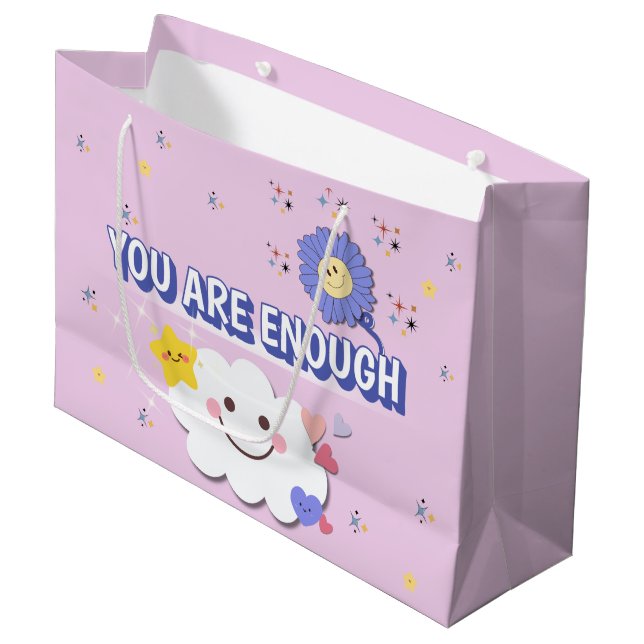 You Are Enough Gift Bag – Cute Cloud & Flower (Front Angled)