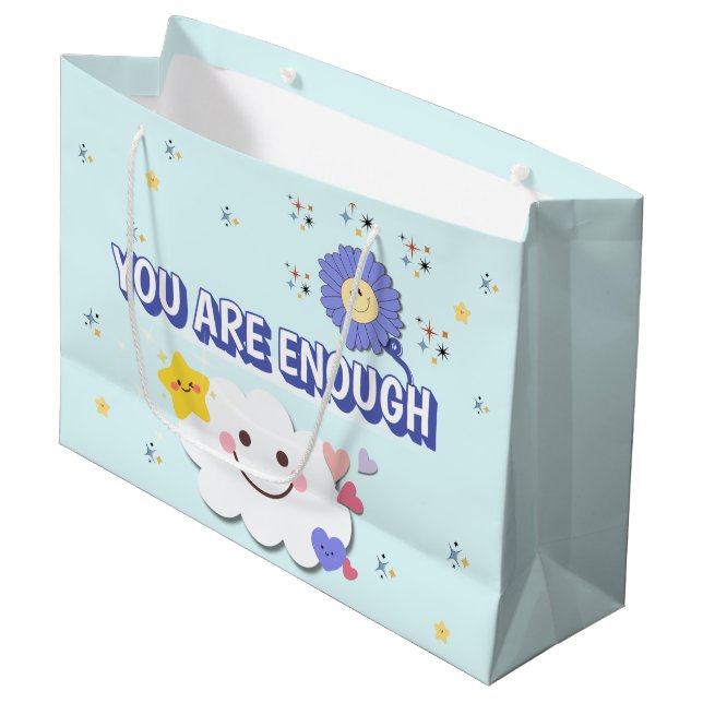 You Are Enough Gift Bag – Cute Cloud & Flower (Front Angled)