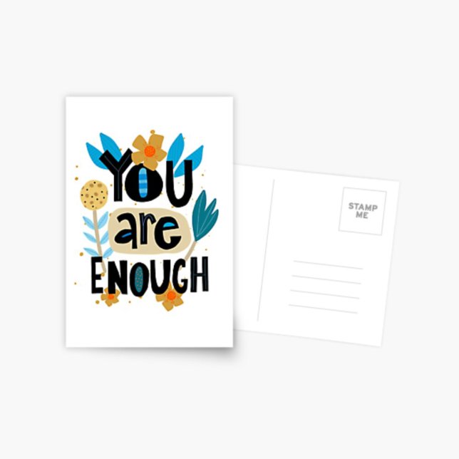 You Are Enough Hand Lettered Inspirational Quote   Postcard (Creator Uploaded)