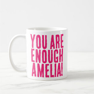 You Are Enough Hot Pink Motivational Message Coffee Mug