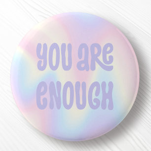 You are enough inspirational soft pastel rainbow 3 cm round badge