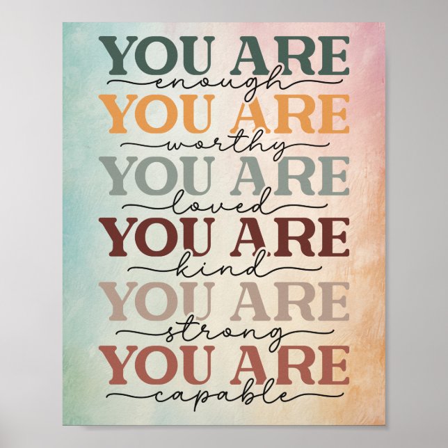 You Are Enough Minimalist Quote Poster (Front)