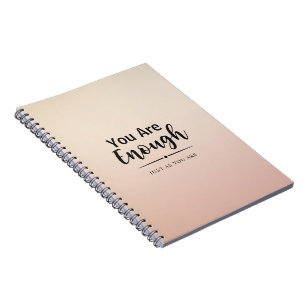 You Are Enough   Pastel Pink Motivational Quote Notebook