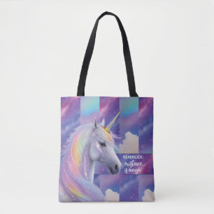 You Are Enough Reminder Rainbow Unicorn Tote Bag