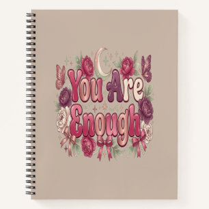 You Are Enough Self Love Bubble Typography for W Notebook