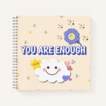 You Are Enough Spiral Notebook – Cute Cloud Design
